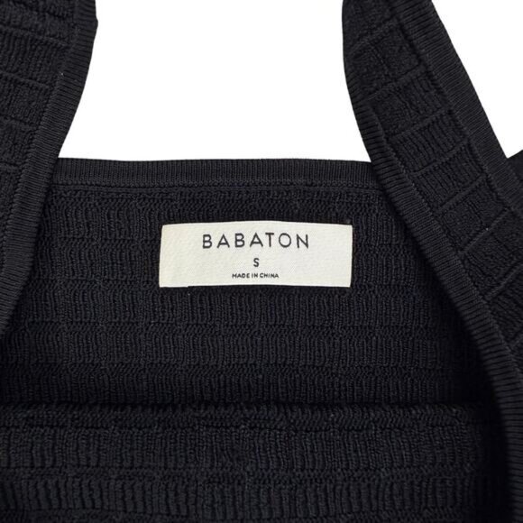 BABATON Sculpt Knit Cropped Button Tank Top Size Small Black / White - Picture 4 of 5